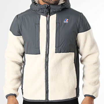 K-Way - Samson 4.0 Orsetto Light Beige Grey Anthracite Fleece Jacket with Zip Hood