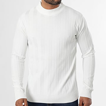 Mackten - Pull Col Cheminée 101 Blanc
