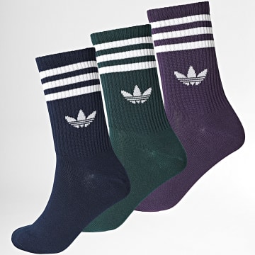 Adidas Originals - Set van 3 paar Crew 3 Stripes Sokken JZ4943 Paars Groen Blauw Marine