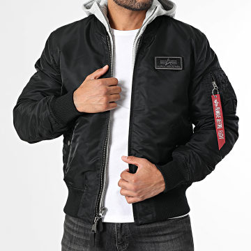 Alpha Industries - Bomber Kap Hoodie Ma-1 D-Tec 183110 Zwart Grijs Gemêleerd