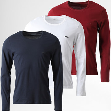BOSS - Set van 3 T-shirts met lange mouwen 50492321 Navy Bordeaux Wit