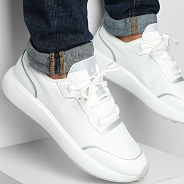 Calvin Klein - Zapatillas City Runner Laceup Tech Mix 1955 Triple Blanco Brillante