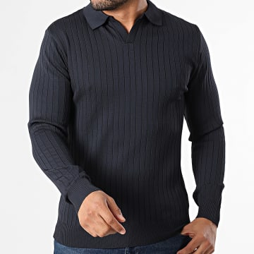 Mackten - Pull Col V 100 Bleu Marine