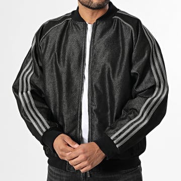 Adidas Originals - Veste Zippée A Bandes Denim JY2796 Noir