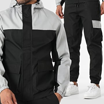 Classic Series - Hooded Zip Jacket en Cargo Trousers Set 239 Zwart Lichtgrijs