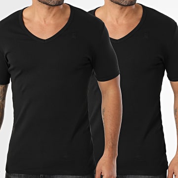 G-Star - Juego de 2 camisetas con cuello en V D07207-124 Negro