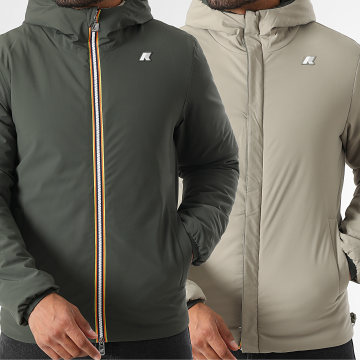 K-Way - Jack St Warm Reversible Hooded Zip Jacket K6128VW Kaki Groen Beige