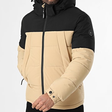 Kymaxx - Doudoune Capuche Beige Noir