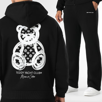 Teddy Yacht Club - Conjunto de sudadera con capucha y pantalón de chándal Rush Negro Blanco