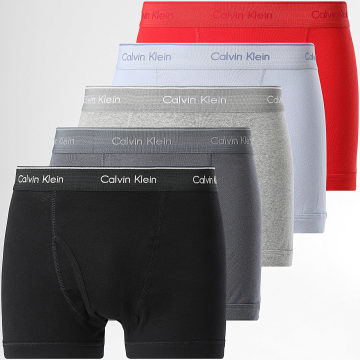 Calvin Klein - Pack De 5 Boxers NB4102 Negro Carbón Gris Claro Heather Rojo Azul Claro