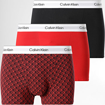 Calvin Klein - Juego de 3 Boxers 4566 Rojo Burdeos Negro