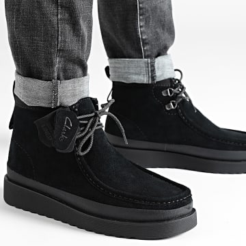 Clarks - Wallabee FTR2 Hi Black Suede Shoes - Ryses