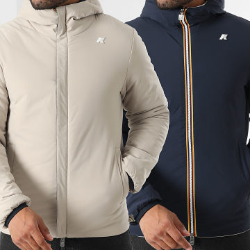 K-Way - Chaqueta con capucha y cremallera Jack St Warm Reversible K6128VW Navy Beige