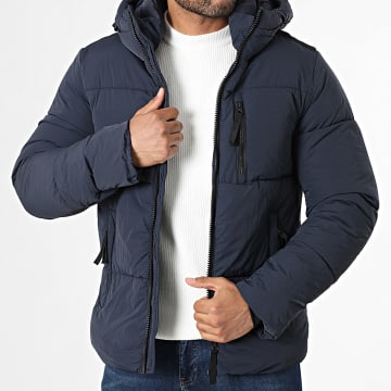 Kymaxx - Chaqueta azul marino con capucha