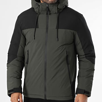 Kymaxx - Giacca con cappuccio nero verde kaki