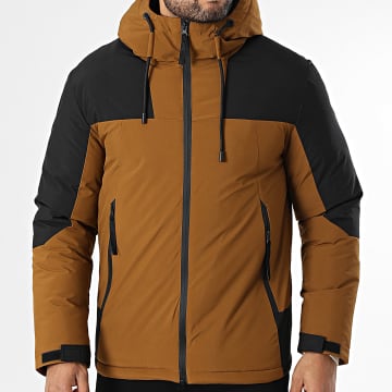 Kymaxx - Doudoune Capuche Camel Noir