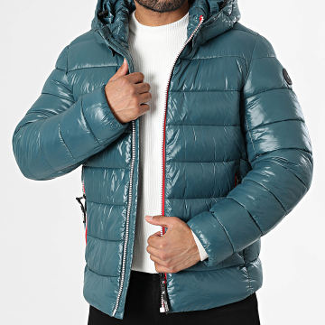 Kymaxx - Chaqueta con capucha azul pato