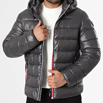 Kymaxx - Doudoune Capuche Gris Anthracite