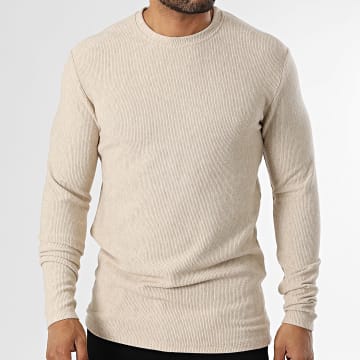 KZR - Rib 061 Beige gevlekt T-shirt met lange mouwen