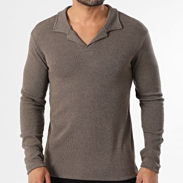 KZR - Polo a maniche lunghe 063 Taupe Chiné