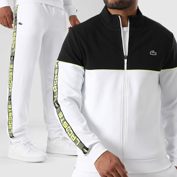 Lacoste - Krokodil-Logo-Streifen-Trainingsanzug Weiß Schwarz