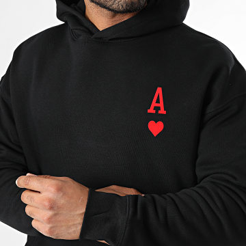Luxury Lovers - De Ace of Hearts Relaxed Hoodie Rood Zwart