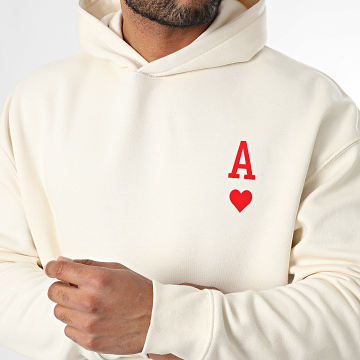 Luxury Lovers - Sweat Capuche Relaxed The Ace Of Hearts Rouge Beige