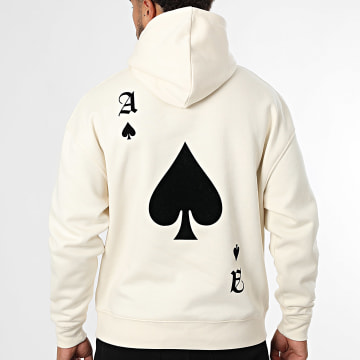 Luxury Lovers - Felpa con cappuccio rilassata The Ace Of Spades Nero Back Beige