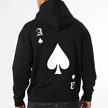 Luxury Lovers - Felpa con cappuccio rilassata The Ace Of Spades Bianco retro Nero