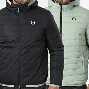 Sergio Tacchini - Veste Capuche Zippée Réversible Gabriel 41194 Noir Vert Clair