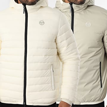 Sergio Tacchini - Gabriel 41194 Giacca reversibile con cappuccio e zip Beige chiaro Verde kaki chiaro
