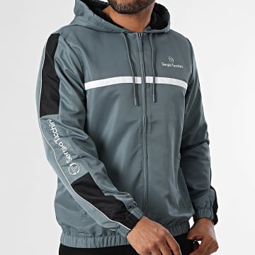 Sergio Tacchini - Veste Capuche Zippée A Bandes Prannie 40846 Gris Blanc Noir