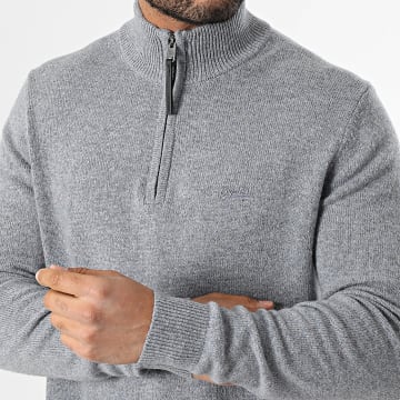 Superdry - Mezcla de lana M6110688A Jersey jaspeado azul marino con cremallera y cuello alto