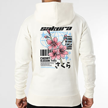 Black Industry - Sudadera con capucha Japan 09 Light Beige Floral