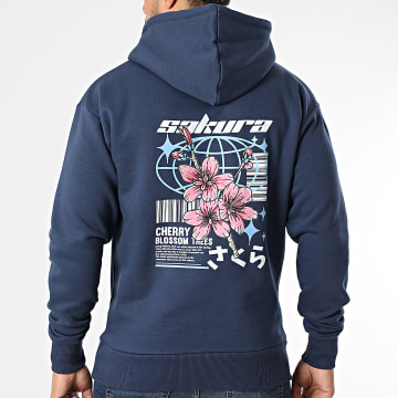 Black Industry - Sweat Capuche Japan 09 Bleu Marine Floral