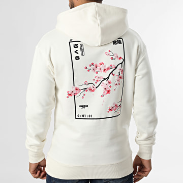 Black Industry - Felpa con cappuccio Japan 02 Light Beige Floral