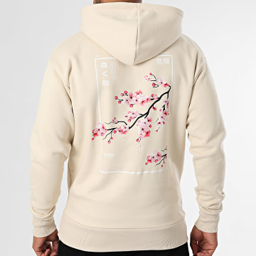 Black Industry - Felpa con cappuccio Japan 02 Beige Floral