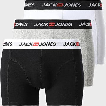 Jack And Jones - Lot De 3 Boxers Corp Old Logo Noir Blanc Gris Chiné