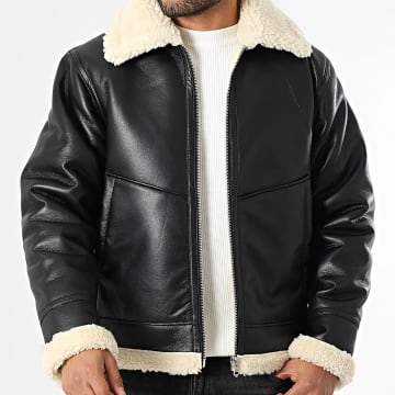 Jack And Jones - Giacca Liverpool Aviator in ecopelle con zip nera