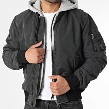 Superdry - Bomberjacke mit Kapuze Military MA1 M5012080A Grau Anthrazit