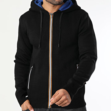 Armita - 166 Cardigan con cappuccio e zip Nero Blu