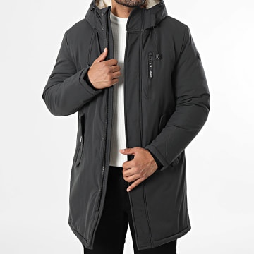 Kymaxx - Parka Capuche Bleu Gris Anthracite