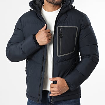 Kymaxx - Plumífero con Capucha Azul Marino