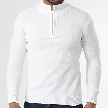 KZR - Jersey blanco con cuello alto y cremallera