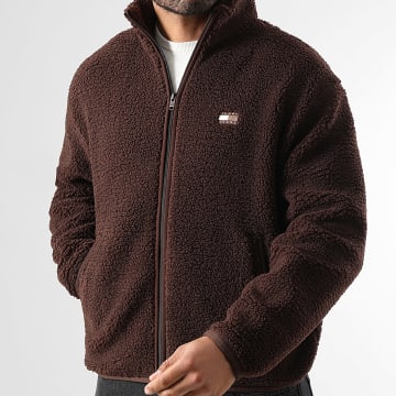 Tommy Jeans - Veste Sherpa Zippée Relaxed Fit Badge 2078 Marron