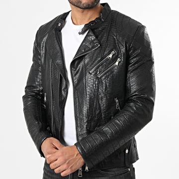 Uniplay - Giacca Biker in Similpelle 806 Nero Serpente