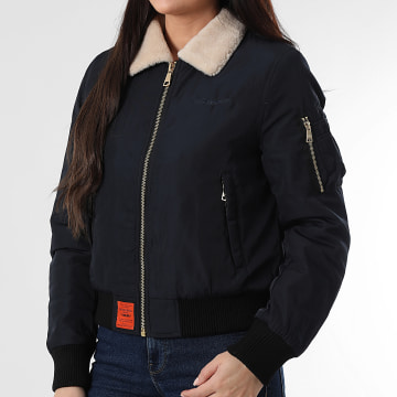Bombers Original - Chaqueta Bombers Cuello de Borrego Mujer Barcelona Azul Marino