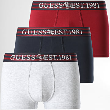 Guess - Lot De 3 Boxers U5BG63-K6YW1 Gris Chiné Bordeaux Bleu Marine