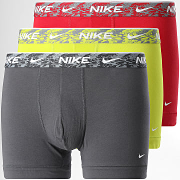 Nike - 3-pack Everyday Katoenen Stretch Boxers KE1008 Rood Grijs Houtskool Groen Lime