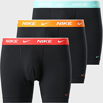 Nike - Set van 3 Everyday Katoenen Stretch Boxers KE1007 Zwart Oranje Rood Turquoise